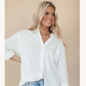 The Post “Jane” white collar button down shirt